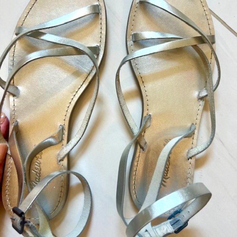 Strappy silver sandal flats from Madewell